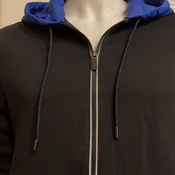 Kors X Tech Color Block Full Zip Drawstring Mixed Media Attached Hood Jacket - Picture 3 of 15
